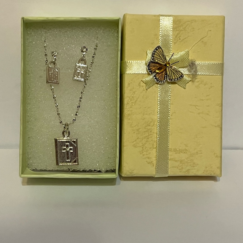 Cross - Elegant Gold Costume Jewelry- Necklace and Cross Earrings